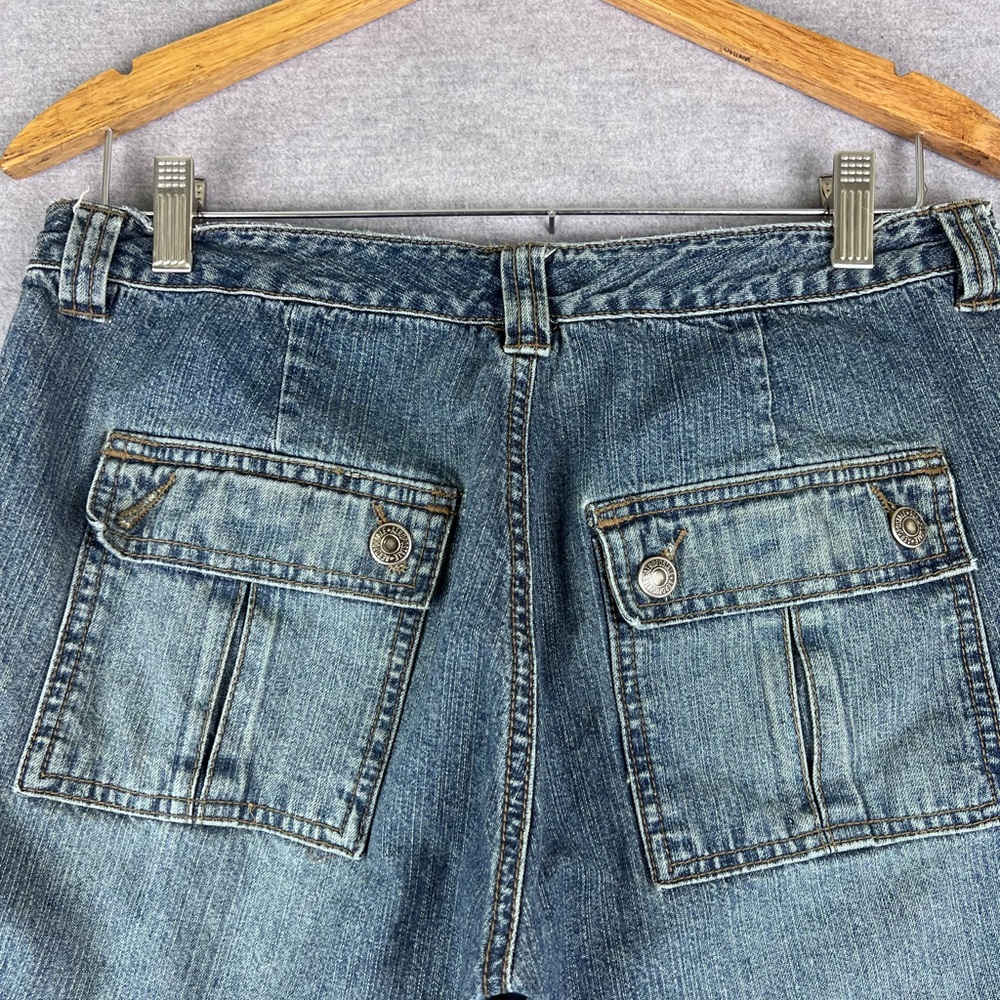 Aeropostale‎ Utility Cargo Jeans Womens 11/12 Regular Blue Straight Wide Leg